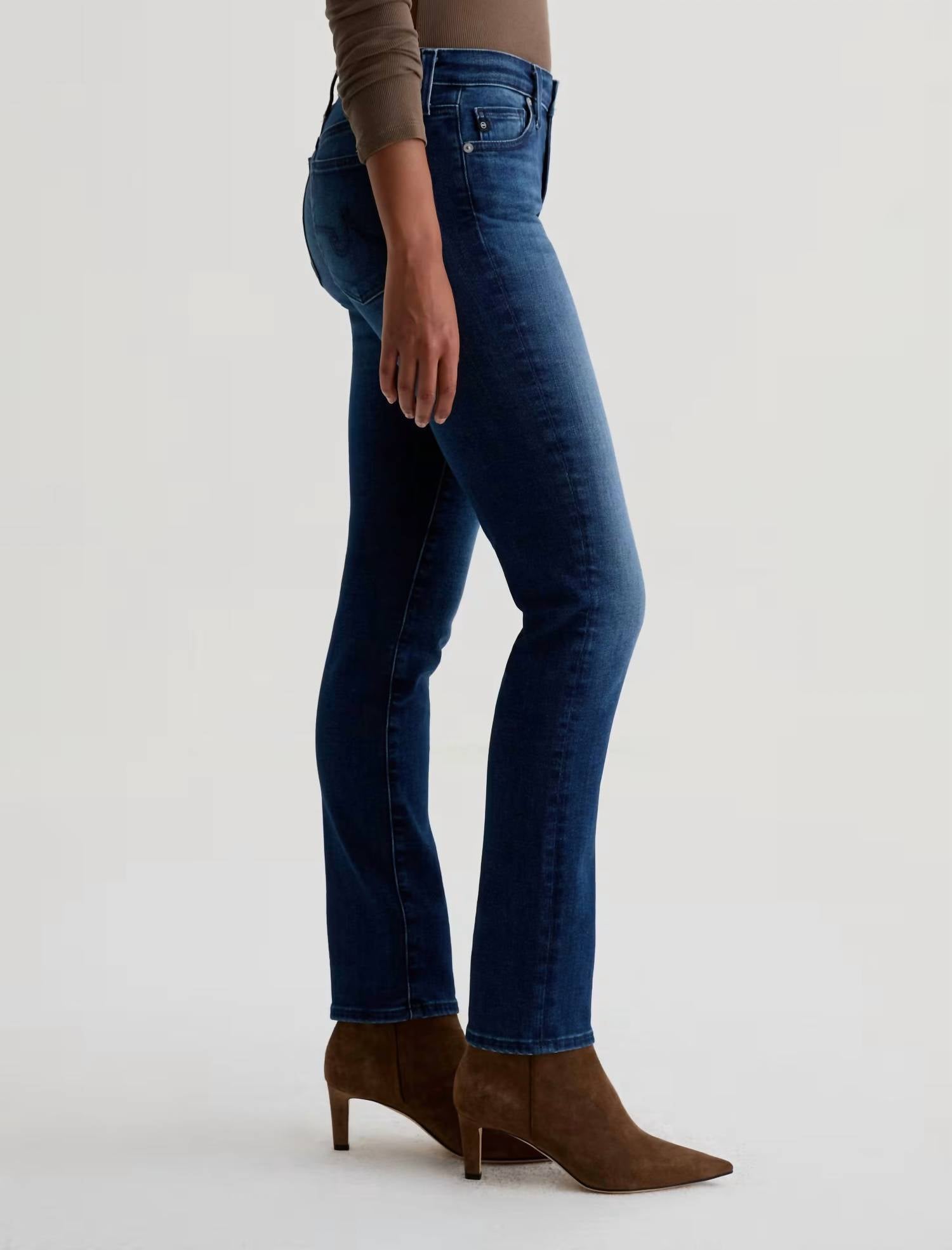 AG Jeans Mari Mid Rise Slim Straight Jeans in epilogue - women's jeans - alternate view