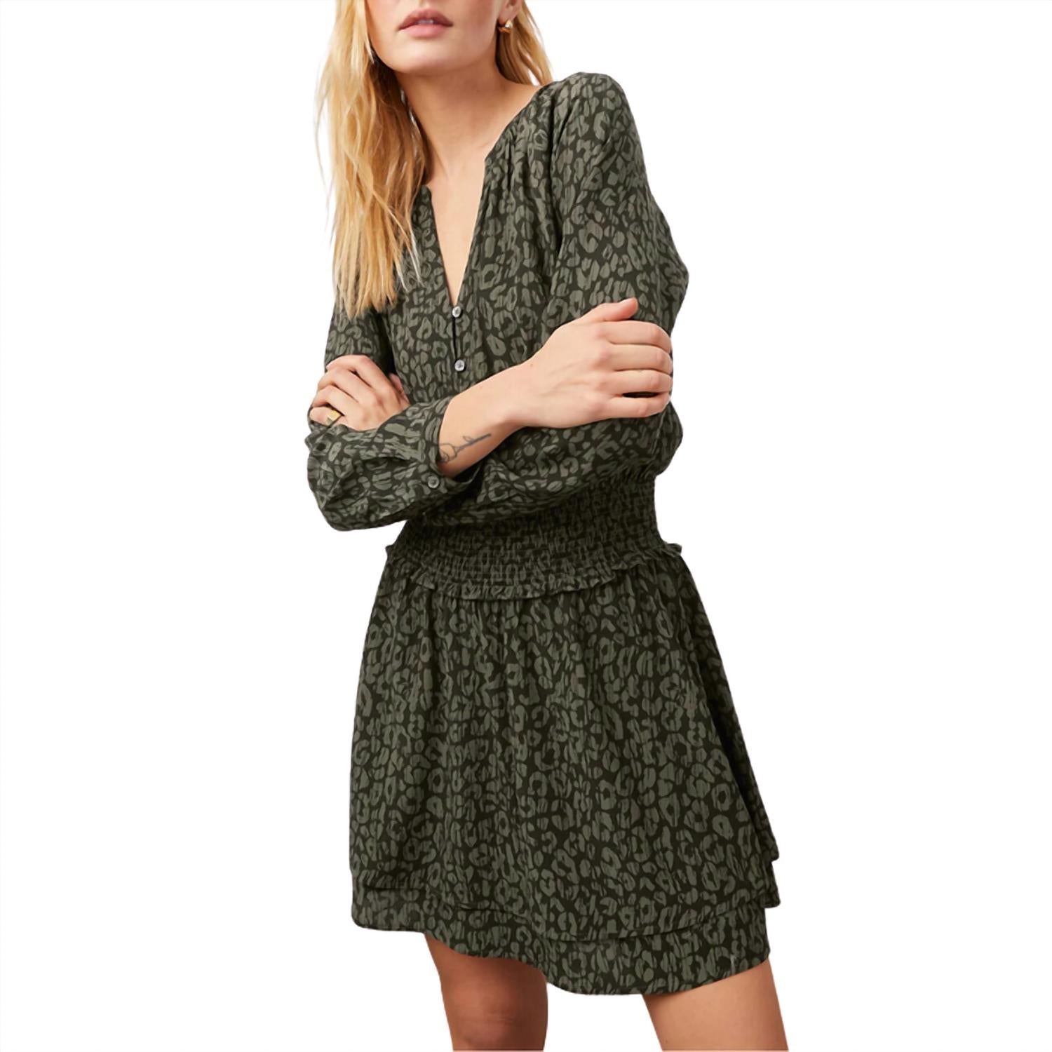 Rails Women's Jasmine Dress in olive batik cheetah - women's dress - alternate view