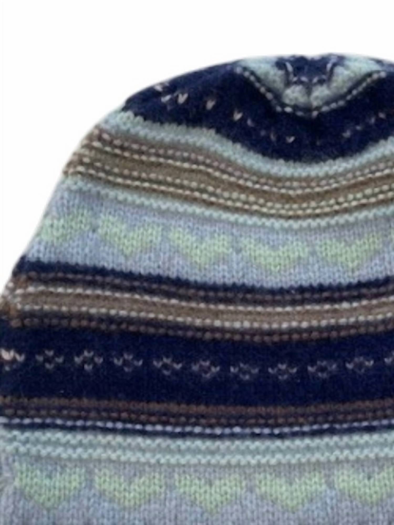 Cute Stuff Women's Fair Isle Beanie Hat in hello greece - women's hat - detail view
