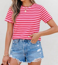 Aapparella - Women's Stripe Scallop Shirt