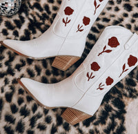 BiLLiNi Women's Arden Roses Western Boot in white - women's shoe