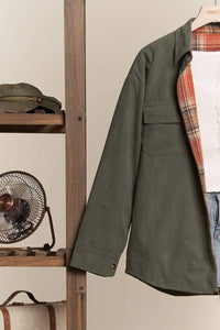 Mello - Women's Reversible Corduroy And Plaid Button Down Shirt