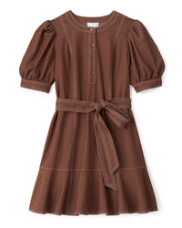 Cartolina Nantucket Bonnie Mini Dress in mocha - women's dress - detail view