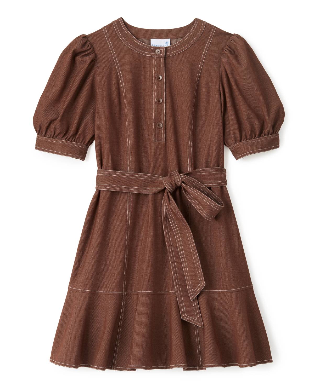 Cartolina Nantucket Bonnie Mini Dress in mocha - women's dress - detail view