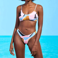MAAJI Glitter Sporty Bralette Bikini Top in stone blue 1 - women's swimwear - detail view
