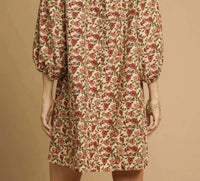 Style Usa - Floral Tie Neck Mini Dress