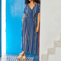 Karen Kane - Embroidered Cuffed Sleeve Midi Dress