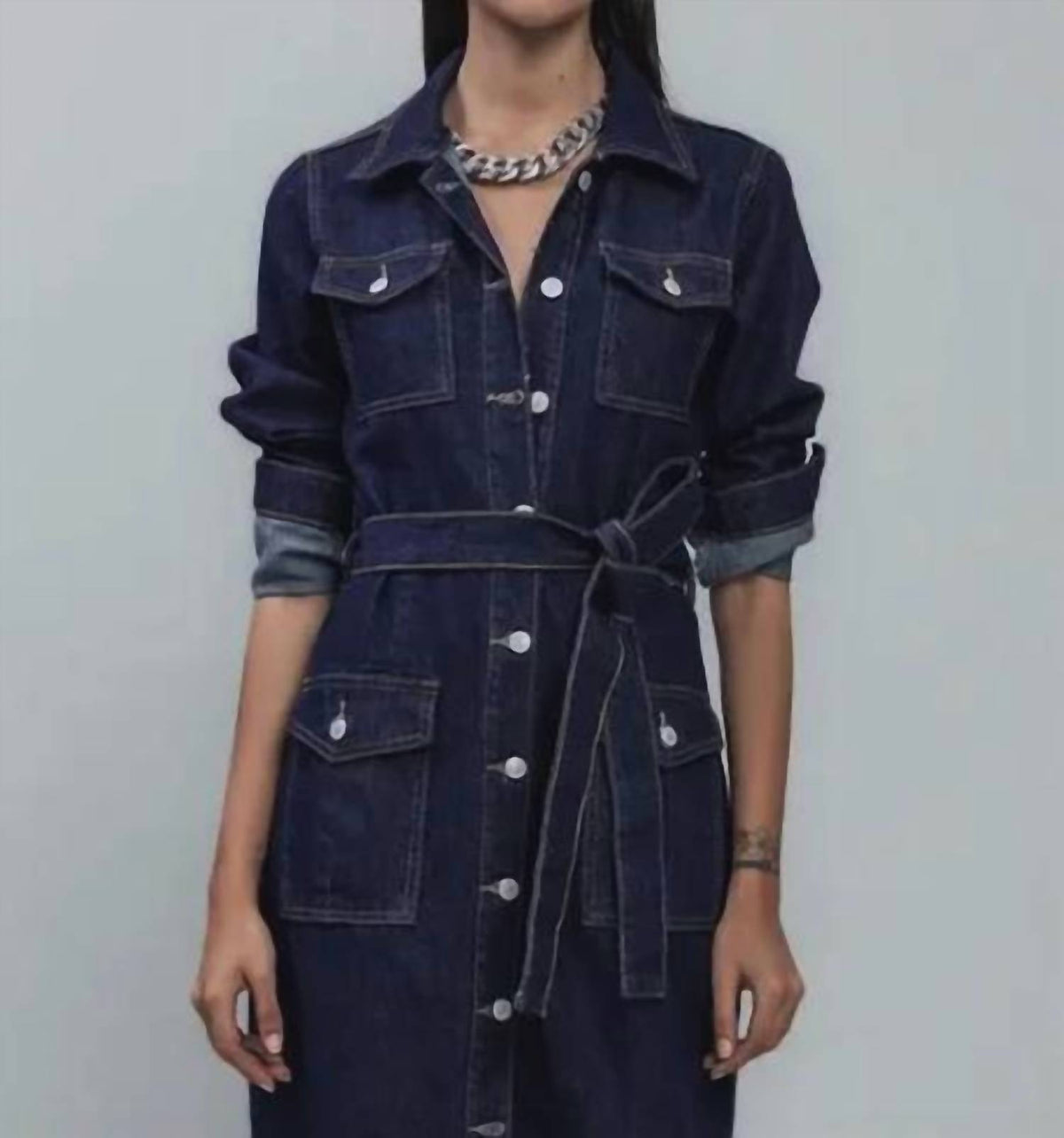 Bsl - Long Sleeve Denim Midi Dress