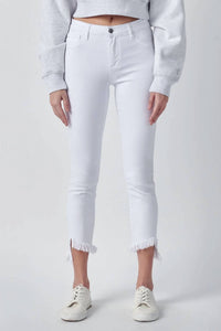 Cello - Hailey Mid Rise Fray Hem Crop Skinny Jeans