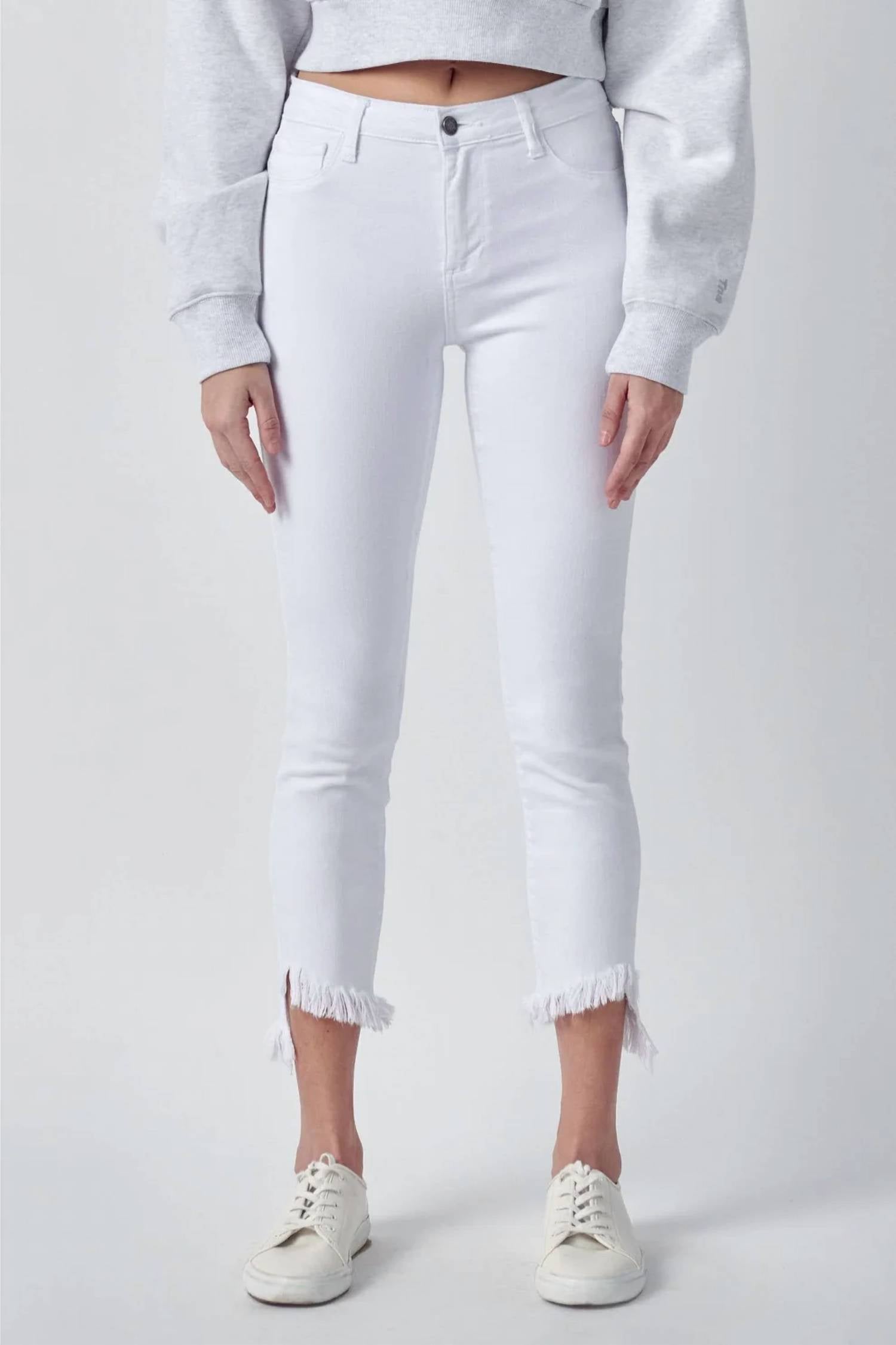 Cello - Hailey Mid Rise Fray Hem Crop Skinny Jeans