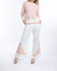 The Burgess Collection Hepburn Pleated Linen Pants in white petal - women's pants