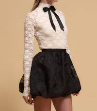 Promesa - Floral Mesh Bubble Mini Skirt