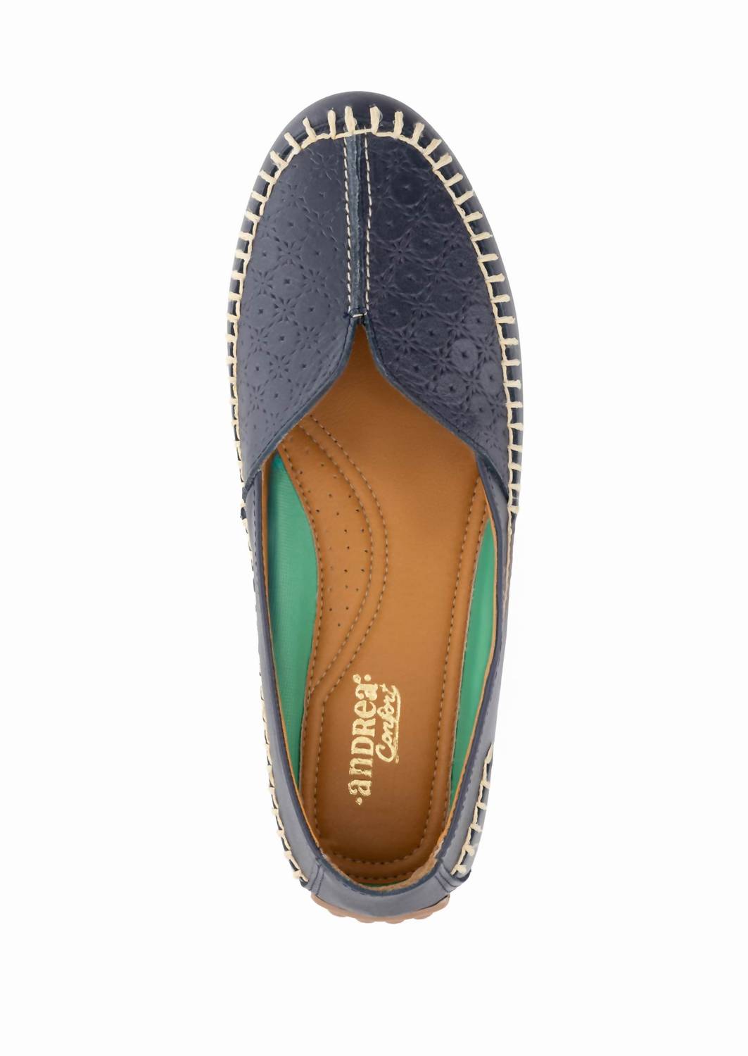 Andrea Women's Leather Loafer in navy blue - women's flats - alternate view