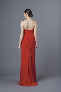 ALYCE PARIS Sweetheart Mesh Long Dress in red - women's dress - detail view