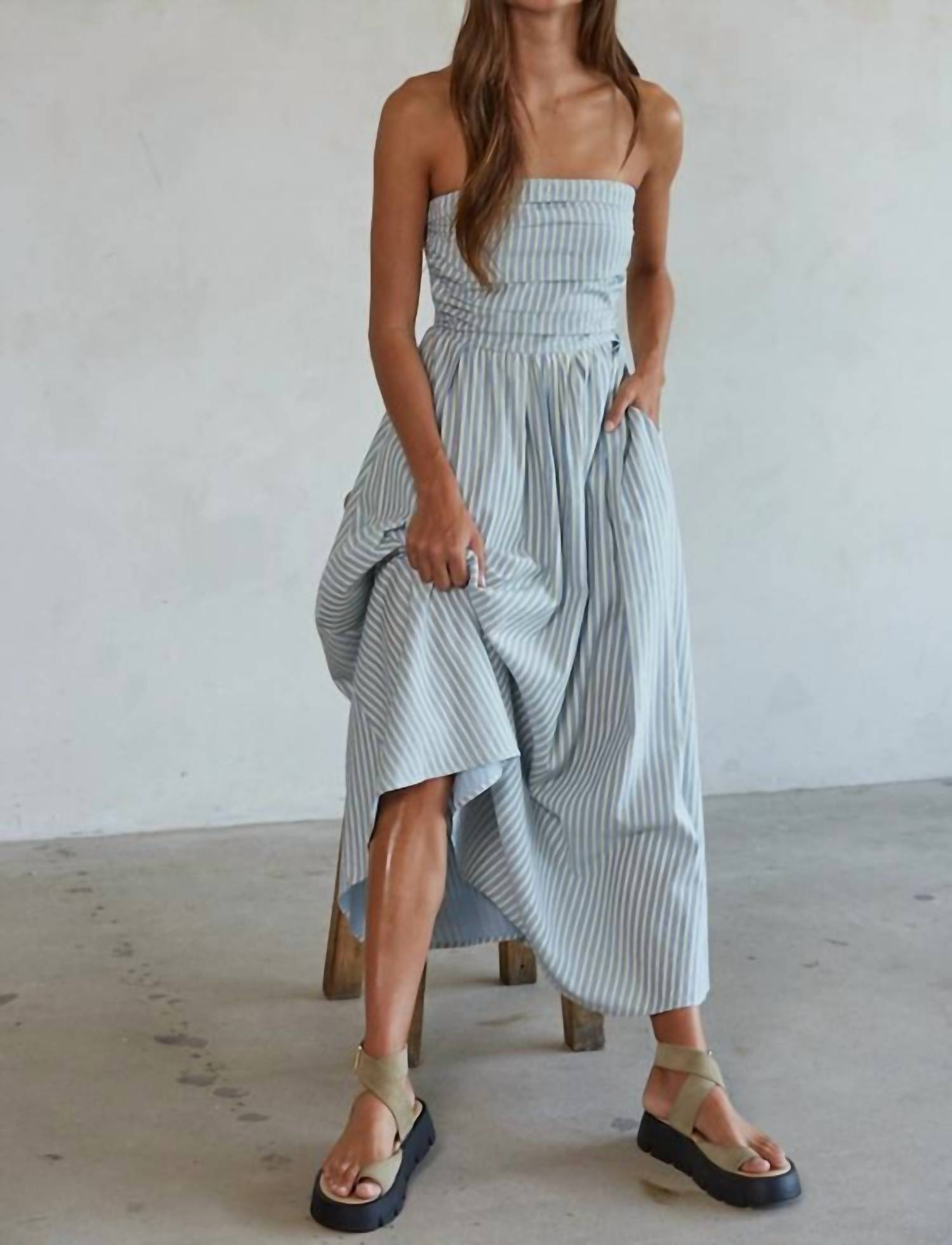 By Together - striped strapless maxi dress