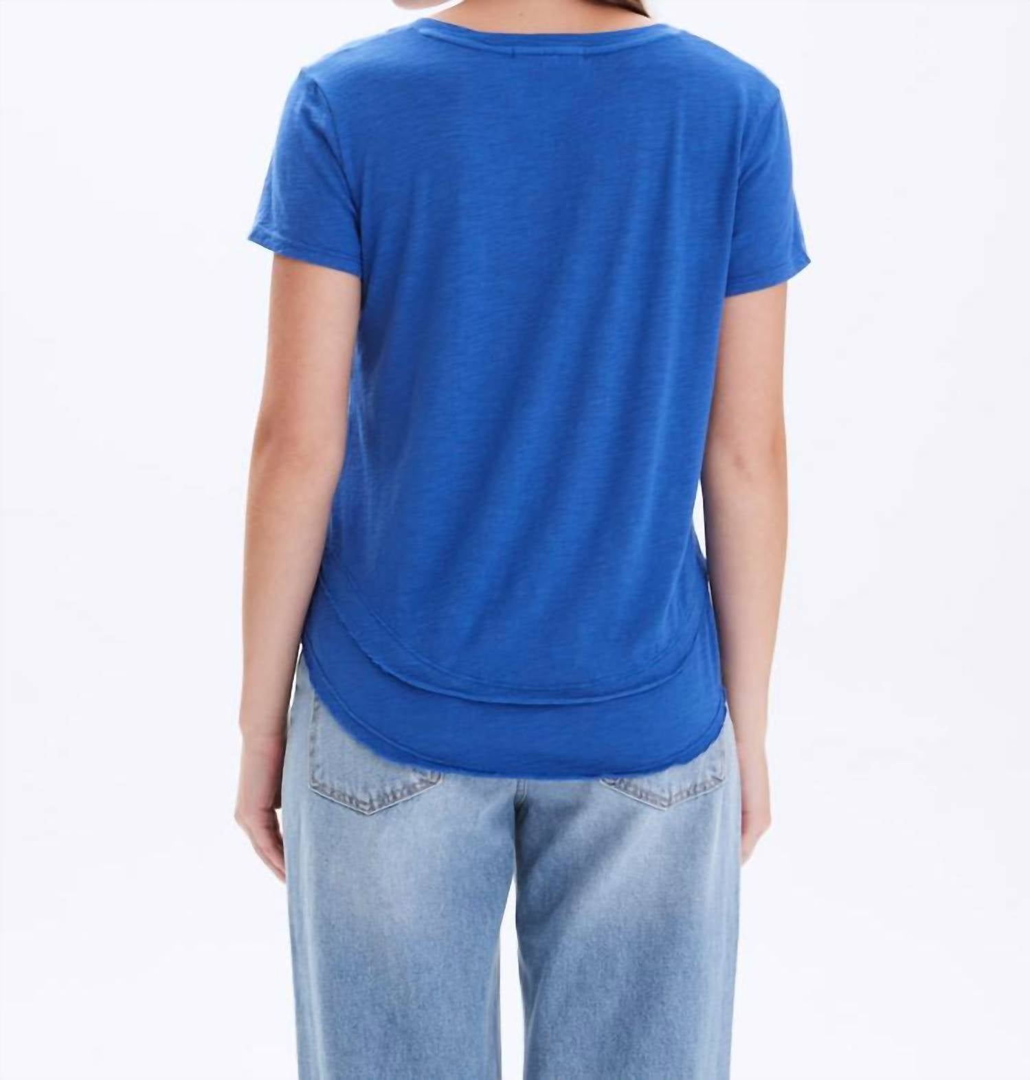 CHRLDR Ava Mock Layer Shirt in electric blue - women's t-shirt - detail view