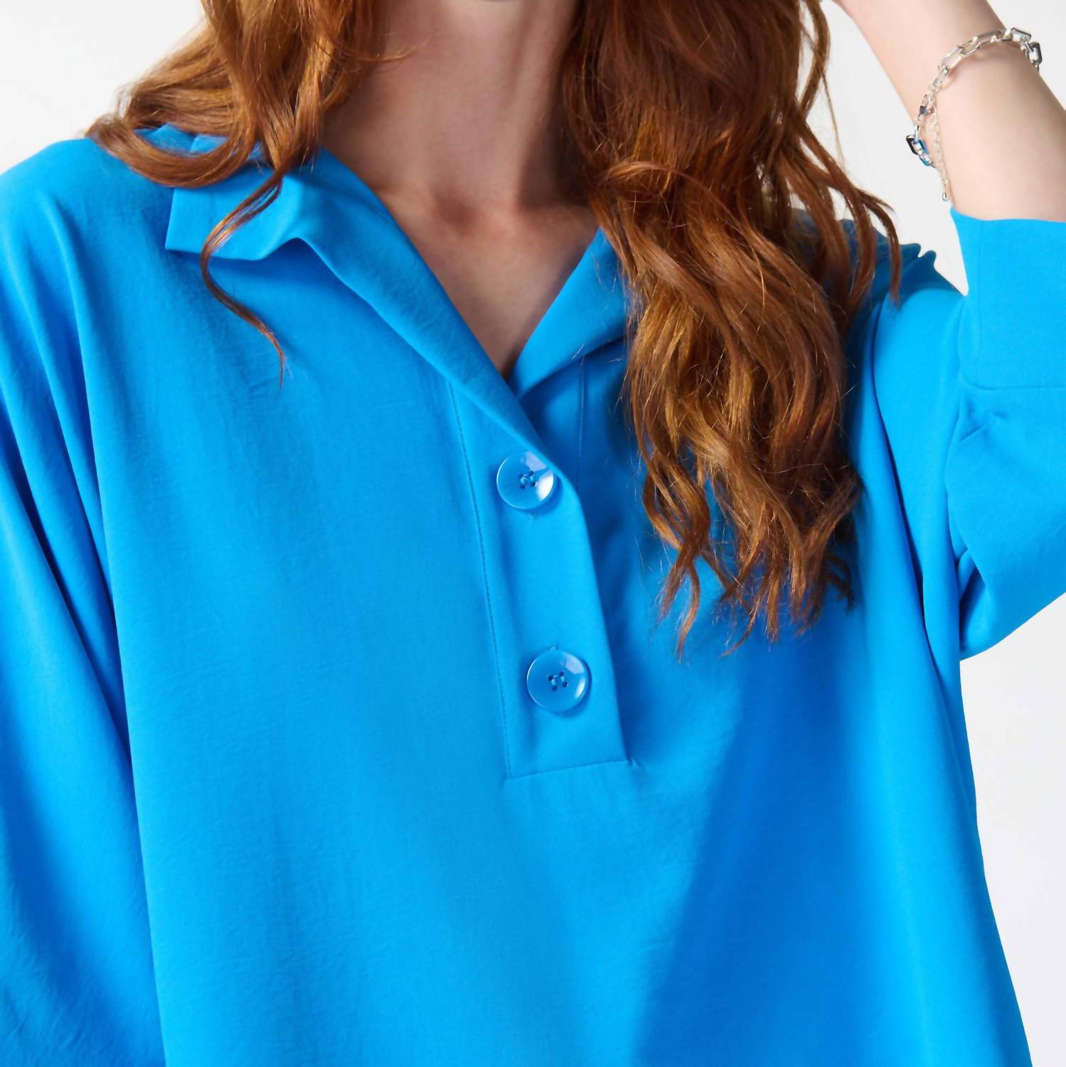 Joseph Ribkoff - Woven Buttoned Collar Boxy Top