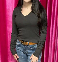 Crown Jewel - Long Sleeve Raglan V Neck Top