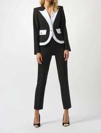 Joseph Ribkoff - Contrast Trim V-neck Blazer Jacket