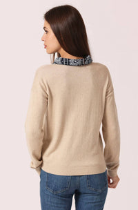 Minnie Rose - Woven Bandana Collar Pullover