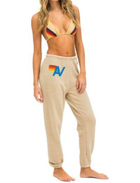 AVIATOR NATION Logo Stitch Sweatpants in sand - women's pants - detail view