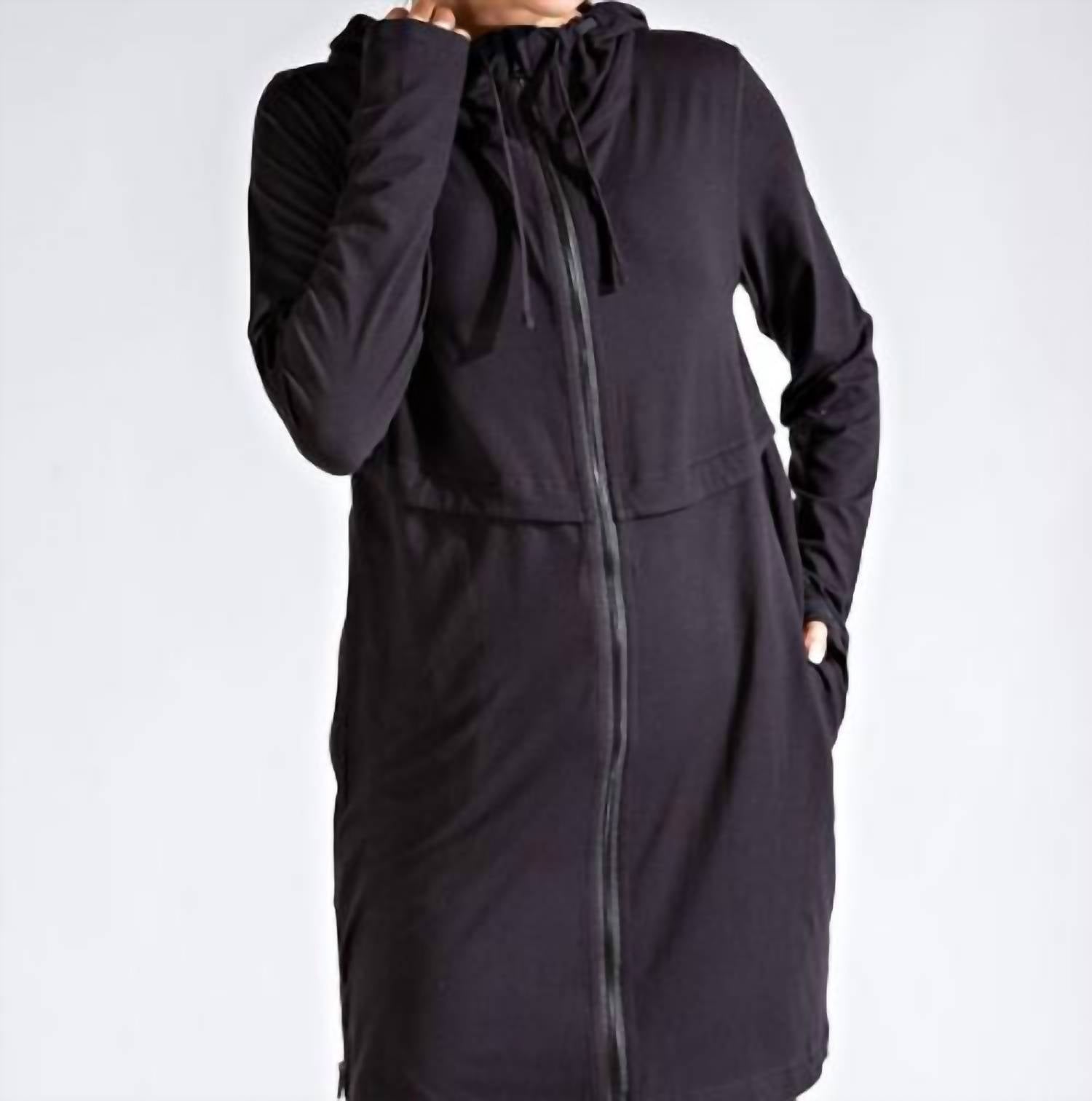 RAE MODE Long Hooded Active Jacket - Plus Size in black - women's jacket - view 5