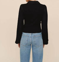 Bella Dahl Collared V-neck Top in black - women's top - alternate view