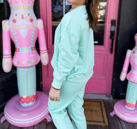 Brianna Cannon Vintage Ornaments Sweatshirt in mint green - women's top - alternate view