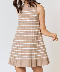 Lalavon - Casual Elegance Stripe Knit Dress