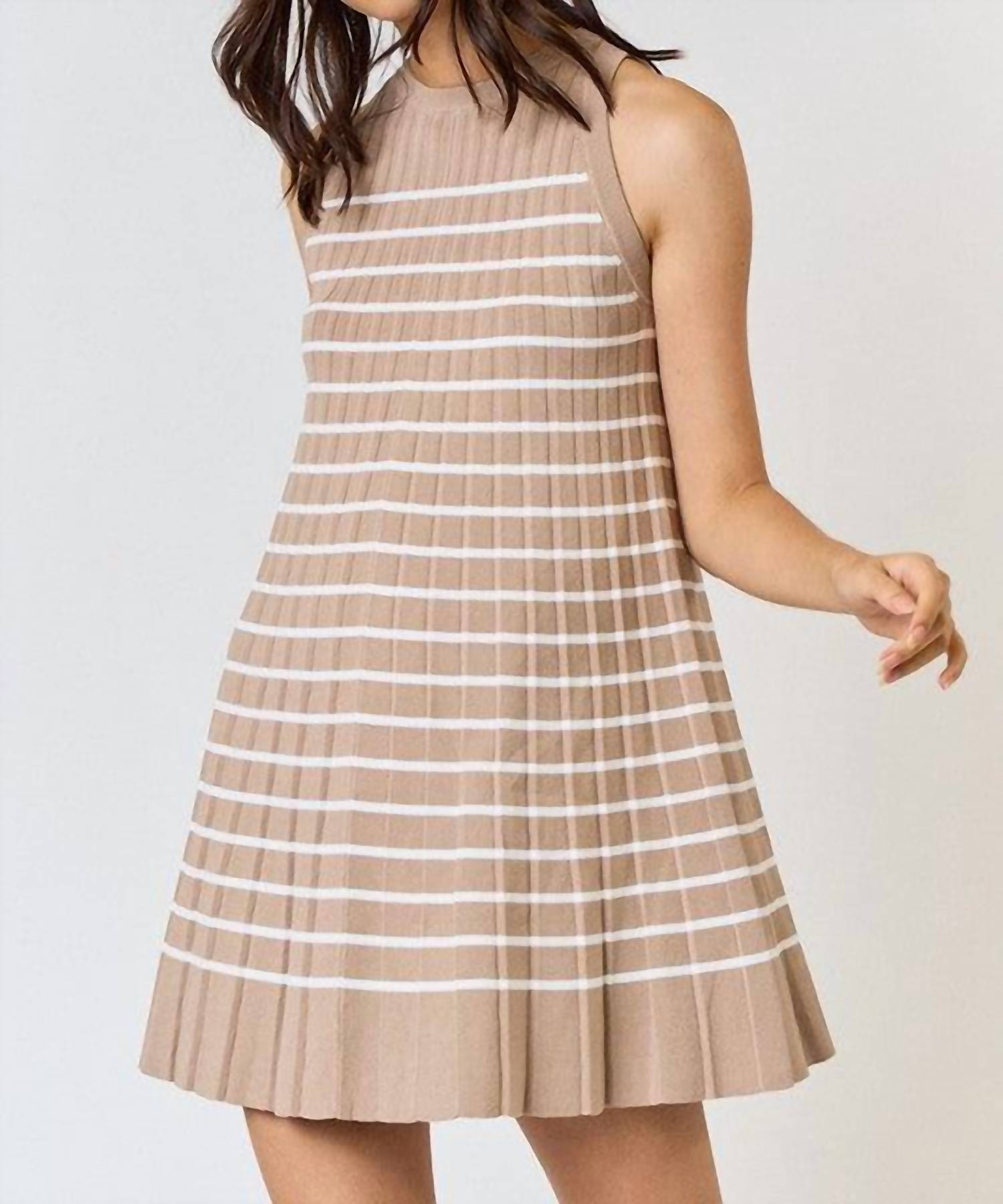 Lalavon - Casual Elegance Stripe Knit Dress
