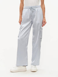 SIX/FIFTY Elsa Satin Cargo Pants in frosted blue - women's pants