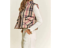 Sweet Generis - Women's Plaid Crop Puffer Vest