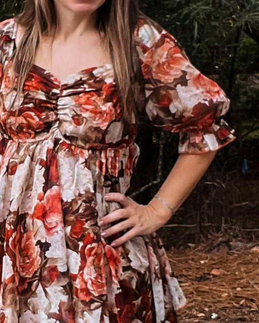 Baevely By Wellmade - All The Fall Florals Babydoll Dress