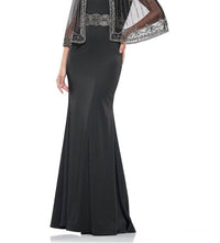Colors Dress - Beaded Mesh Capelet Evening Gown
