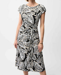 Joseph Ribkoff - Boat Neck Leaves Midi Dress