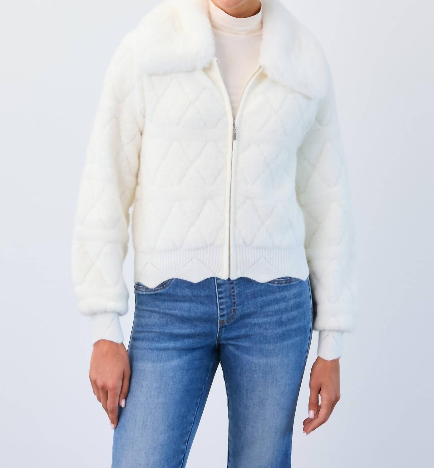 Fdj - Detachable Collar Sweater Bomber Jacket
