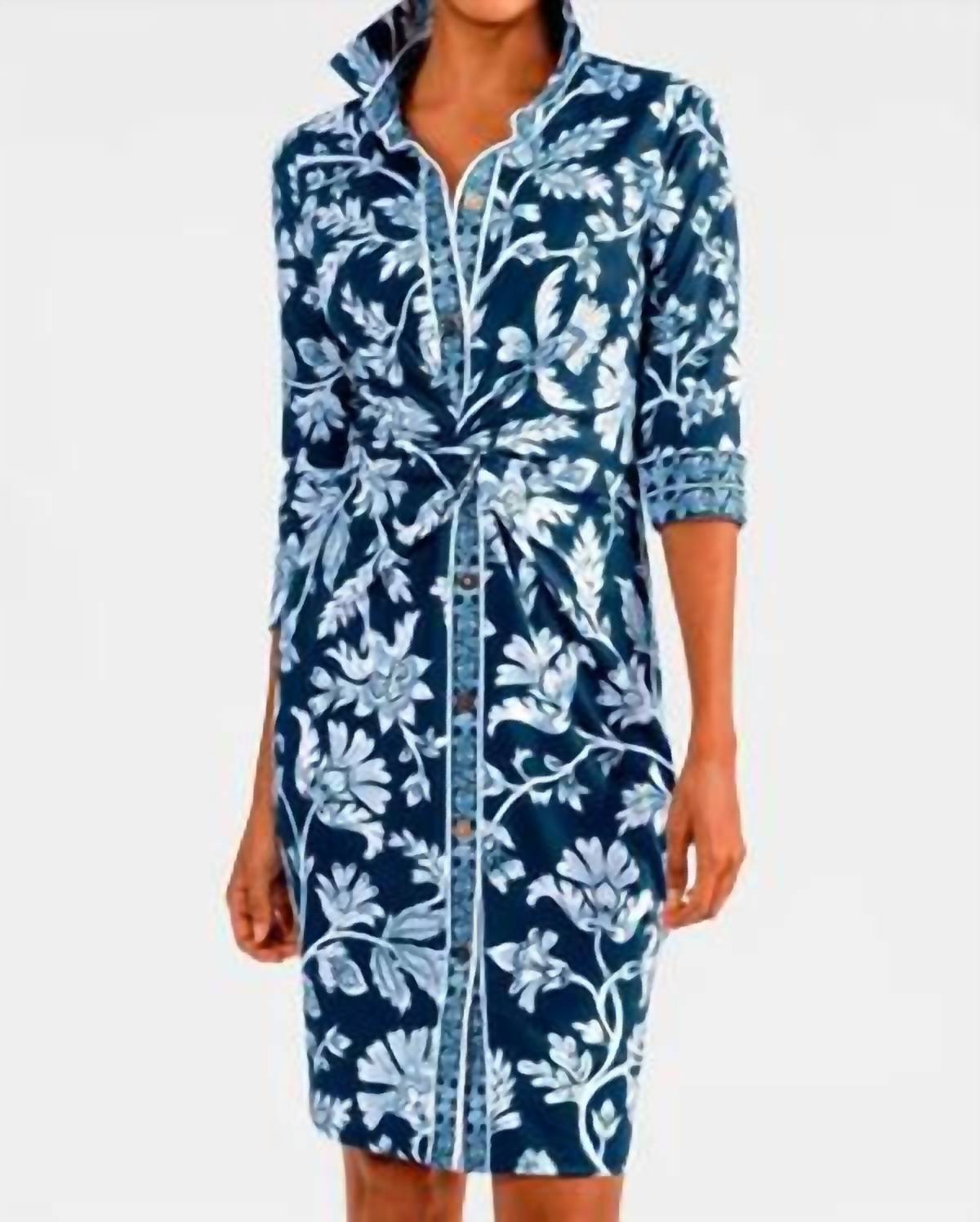 GRETCHEN SCOTT Twist & Shout Dress in navy white - women's dress - detail view