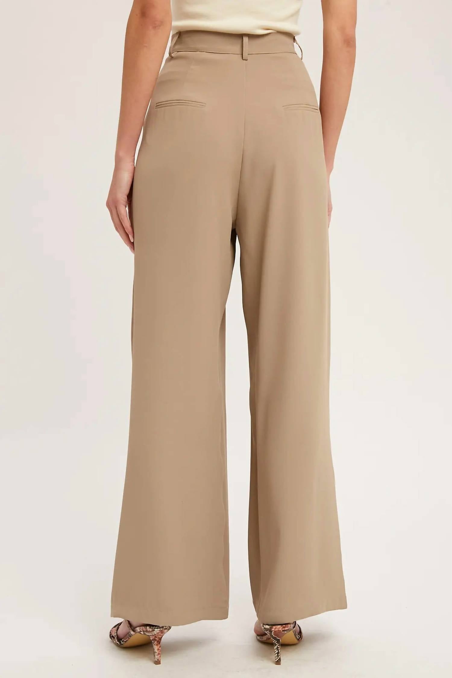 BluIvy Pintuck Wide Leg Pants in mushroom - women's pants - alternate view