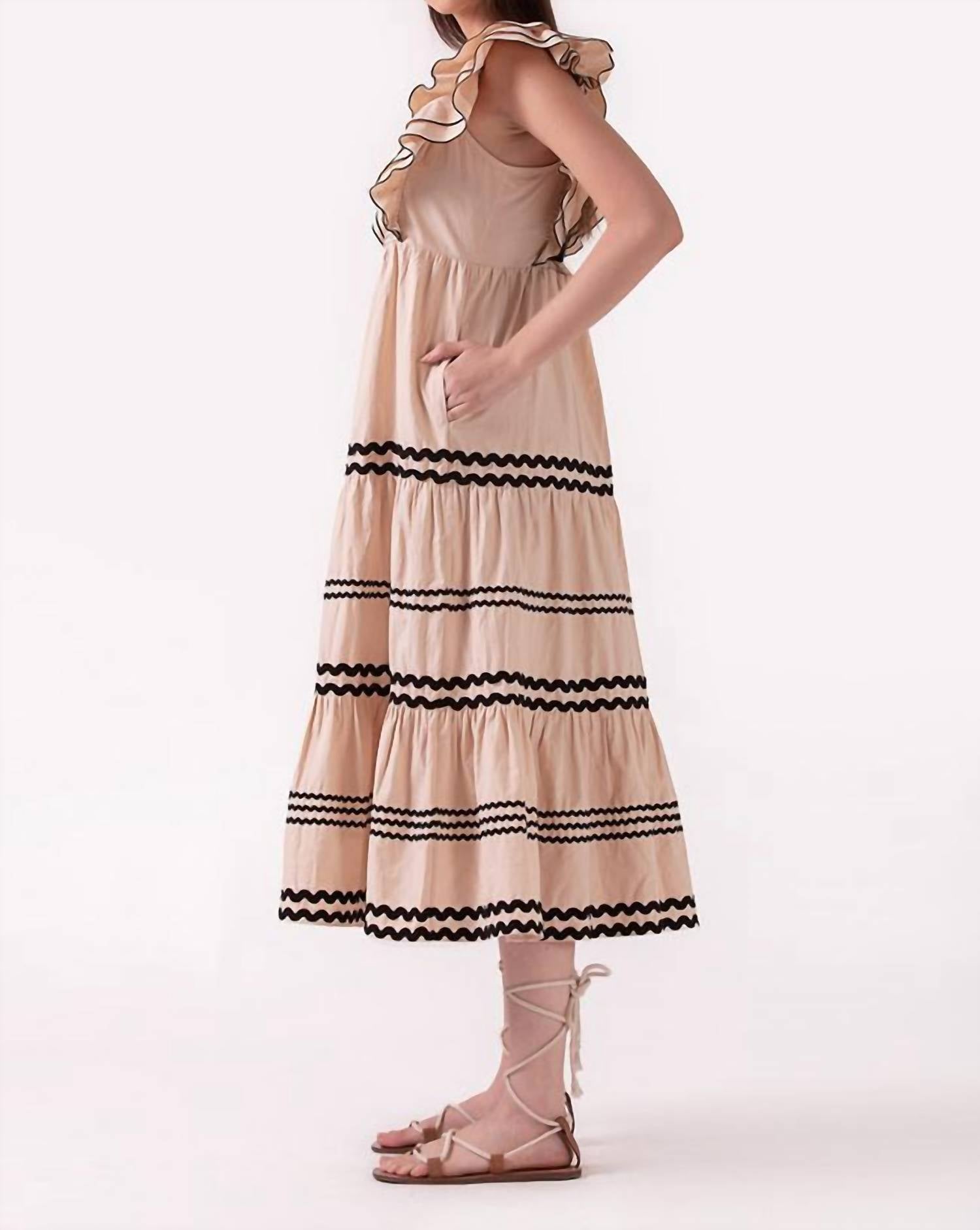 Celina Moon Janine Midi Dress in beige bliss - women's dress - alternate view