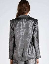 ELAN Shimmer Boyfriend Blazer in silver - women's jacket - alternate view