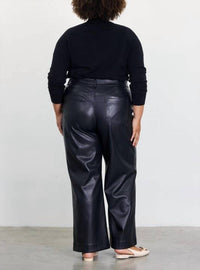 Skies Are Blue - Faux Leather Wide Leg Pants - Plus