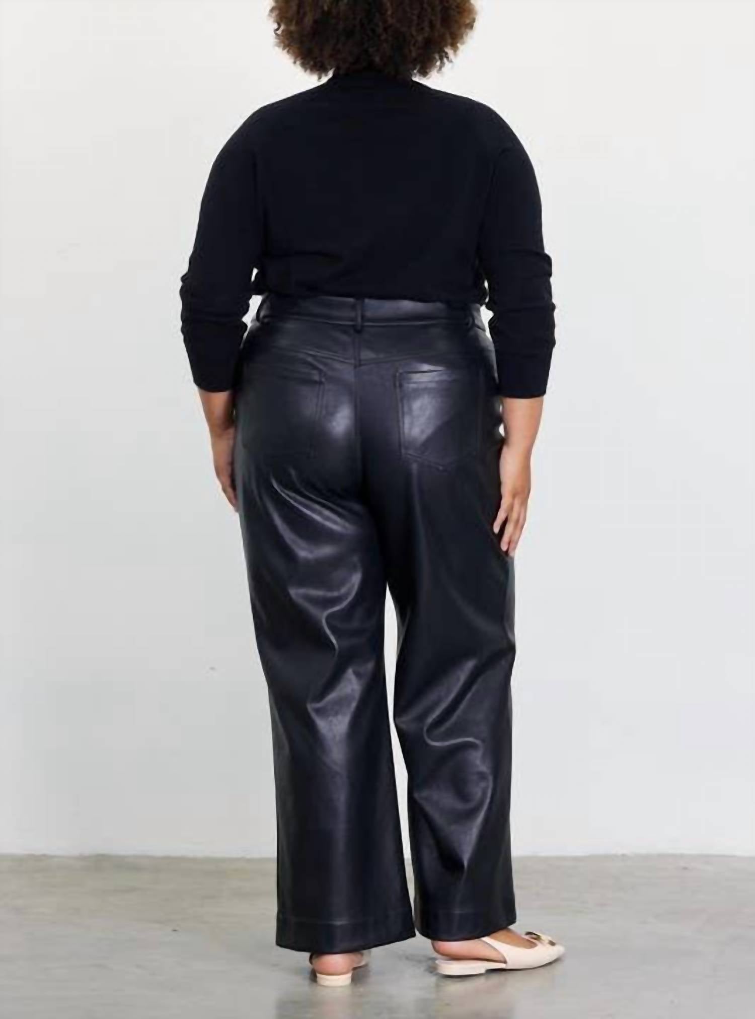Skies Are Blue - Faux Leather Wide Leg Pants - Plus
