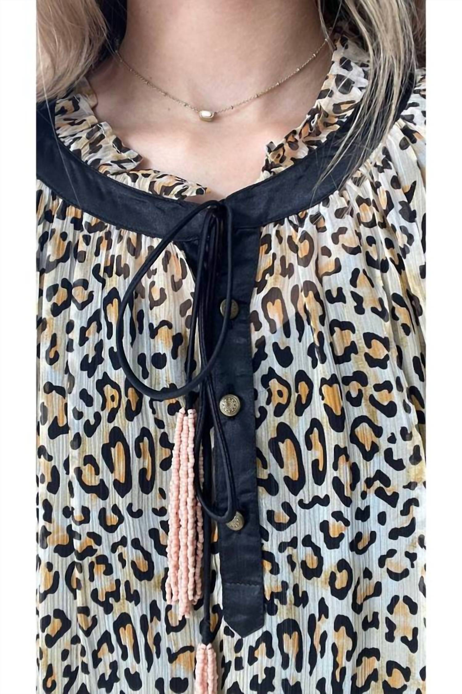 Aratta - Chiffon Blouse With Beaded Tassel Detail