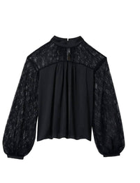 SORINDA LACE MOCK NECK TOP