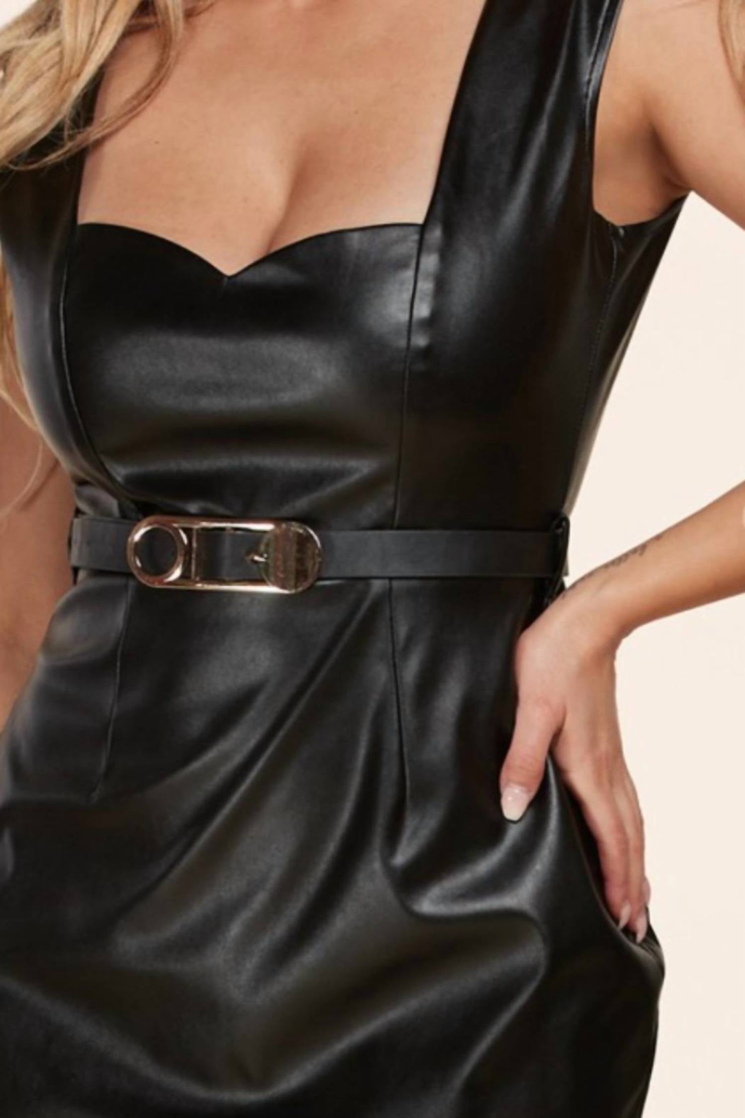 FAUX LEATHER MINI DRESS