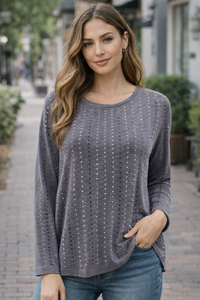 Vocal Apparel - Women's Long Sleeve Studded Open Back Shirt