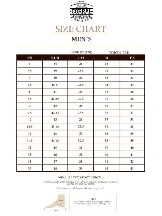 Corral - Men's Vintage J Toe Sanded & Toned Western Boot