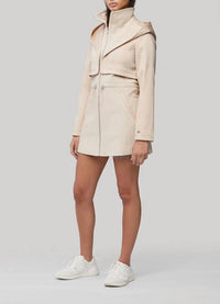 SOIA&KYO MIXED MEDIA COAT WITH DRAMATIC HOOD AND THERMOLITE FILL in sand - women's jacket - view 4