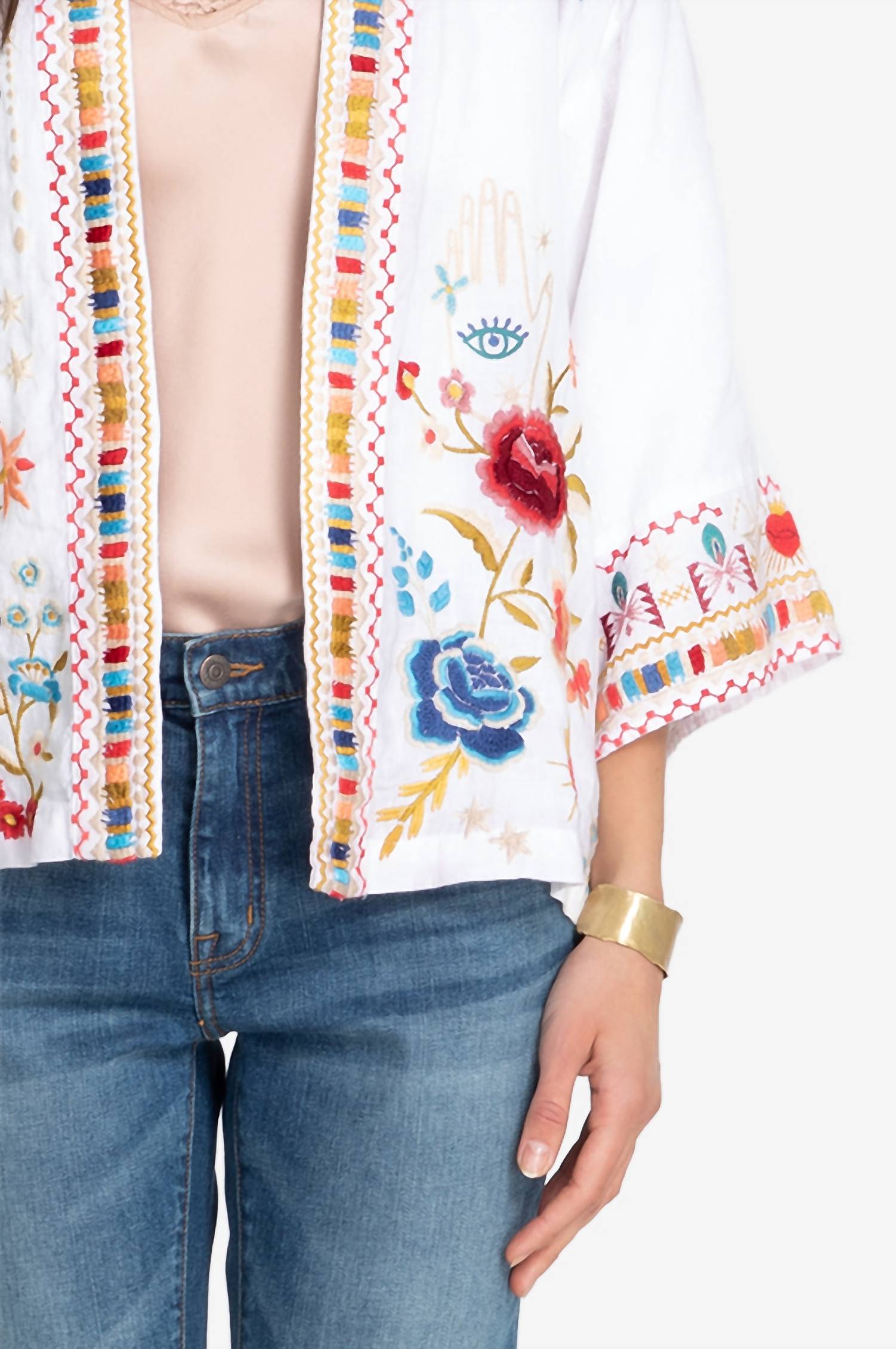 Johnny Was - MARIS LINEN CROPPED KIMONO