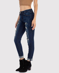 Kancan - MID RISE DISTRESSED ANKLE SKINNY JEAN